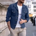 thumbnail image 2 of Fgnfyis Winter Jackets for Men Long Sleeve Denim Cardigan Casual Holiday Cargo Coat Mens Jacket Navy XL, 2 of 5
