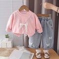 thumbnail image 2 of TOWED22 Toddler Baby Girl Clothes Waffle Knit Floral Outfits Fall Winter Long Sleeve Shirt Pants 2 Piece Girls Clothing Sets,Pink,18-24 M, 2 of 9