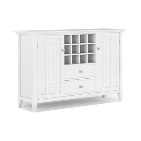 Simpli Home - Bedford Sideboard Buffet and Wine Rack - Dark Chestnut Brown