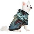 thumbnail image 2 of Goofa White And Red Storm Dragon Pattern Small Dog Sweater Hoodies Pet Grey Hooded Soft Fleece Sweatshirts with Pocket Fall Winter Puppy Cat Sweaters Warm Clothes-Small, 2 of 8