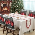 thumbnail image 4 of Merry Christmas Chair Covers Set of 8 Red Xmas Balls Poinsettia Black White Plaid Chair Back Covers Stretch Removable Washable Slipcovers Protector for Dining Room Kitchen Party Decor, 4 of 5