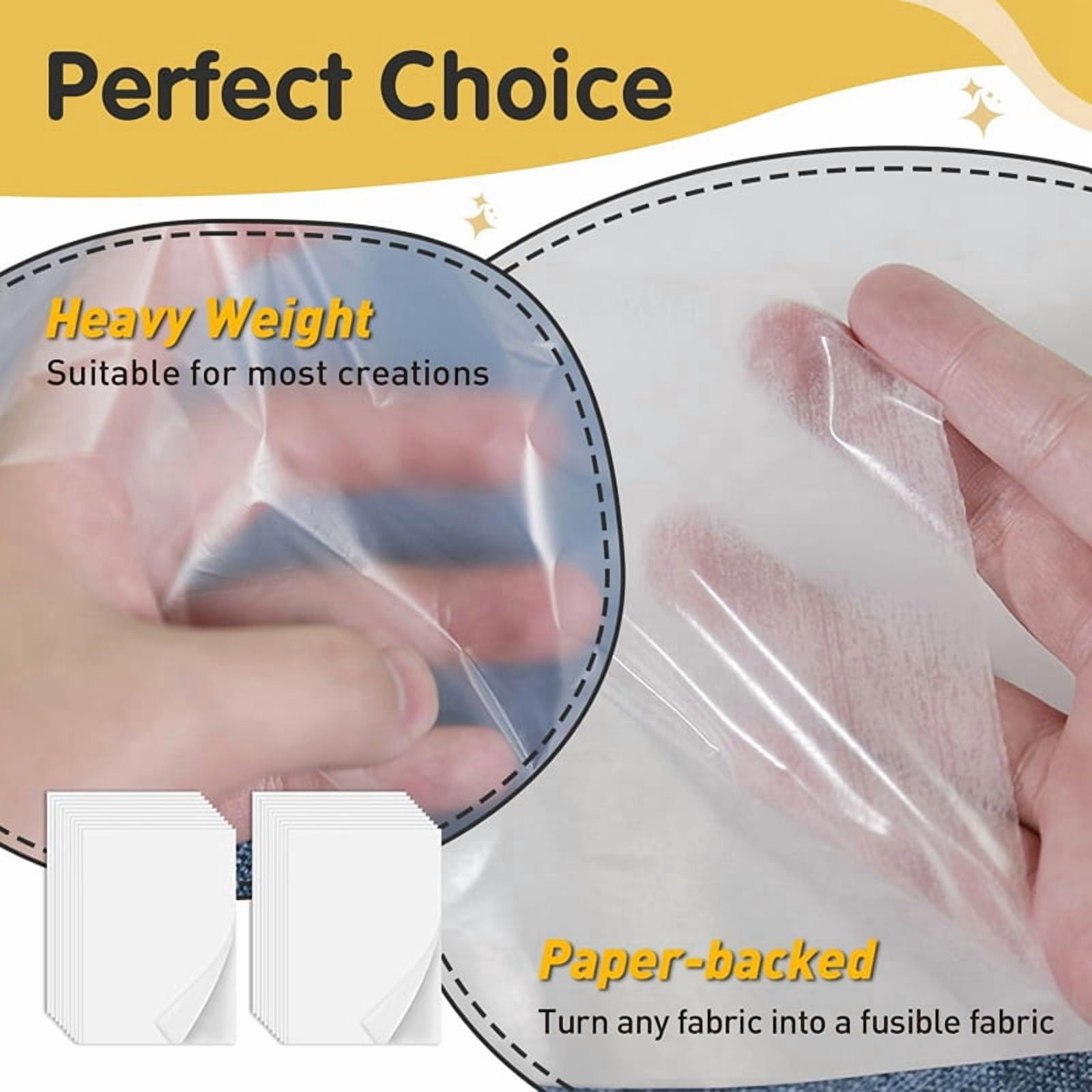 Iron on Adhesive Sheets 40PCS,Double-Sided Heat Melt Fabric Sheet, A4 Size Fusible Adhesive Sheets, Fusible Interfacing
