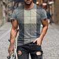 thumbnail image 2 of ohmzyzo Mens Plaid T-Shirts Short Sleeve Tops Crewneck Undershirt Casual Basic Tees Breathable Summer Slim Fit Tops Athletic Training Tees Light Gray L, 2 of 5