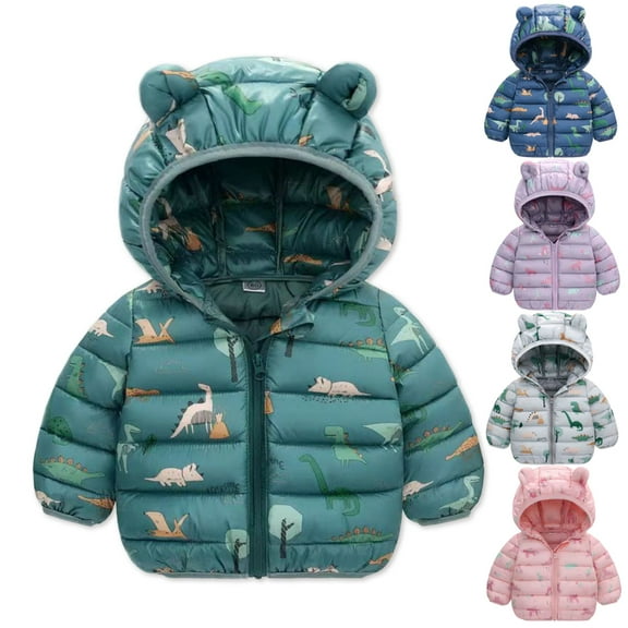 URMAGIC URMAGIC 1-5T Kid Boy Girl Cartoon Lightweight Winter Coat Hooded Puffer Jacket