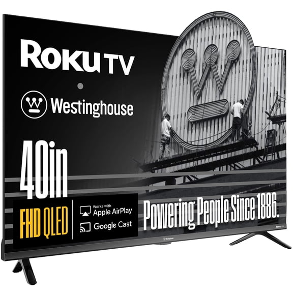 Westinghouse Roku TV - 40 Inch Smart TV, FHD QLED Television w/Dolby Digital , Wi-Fi & Mobile App Connectivity, Flat Screen, Bluetooth, Compatible w/Apple AirPlay, Alexa, & Google Assistant