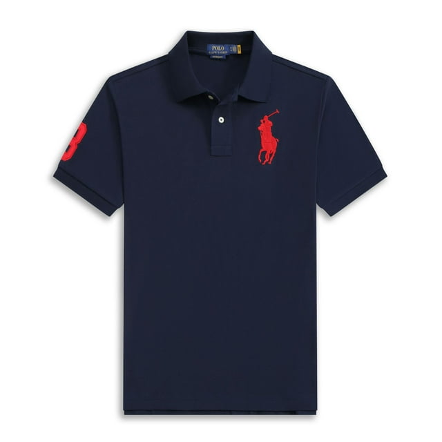 Short Sleeve Polo Shirt Men's Loose Plus Size Lapel Solid Color Cotton Embroidered Shirt