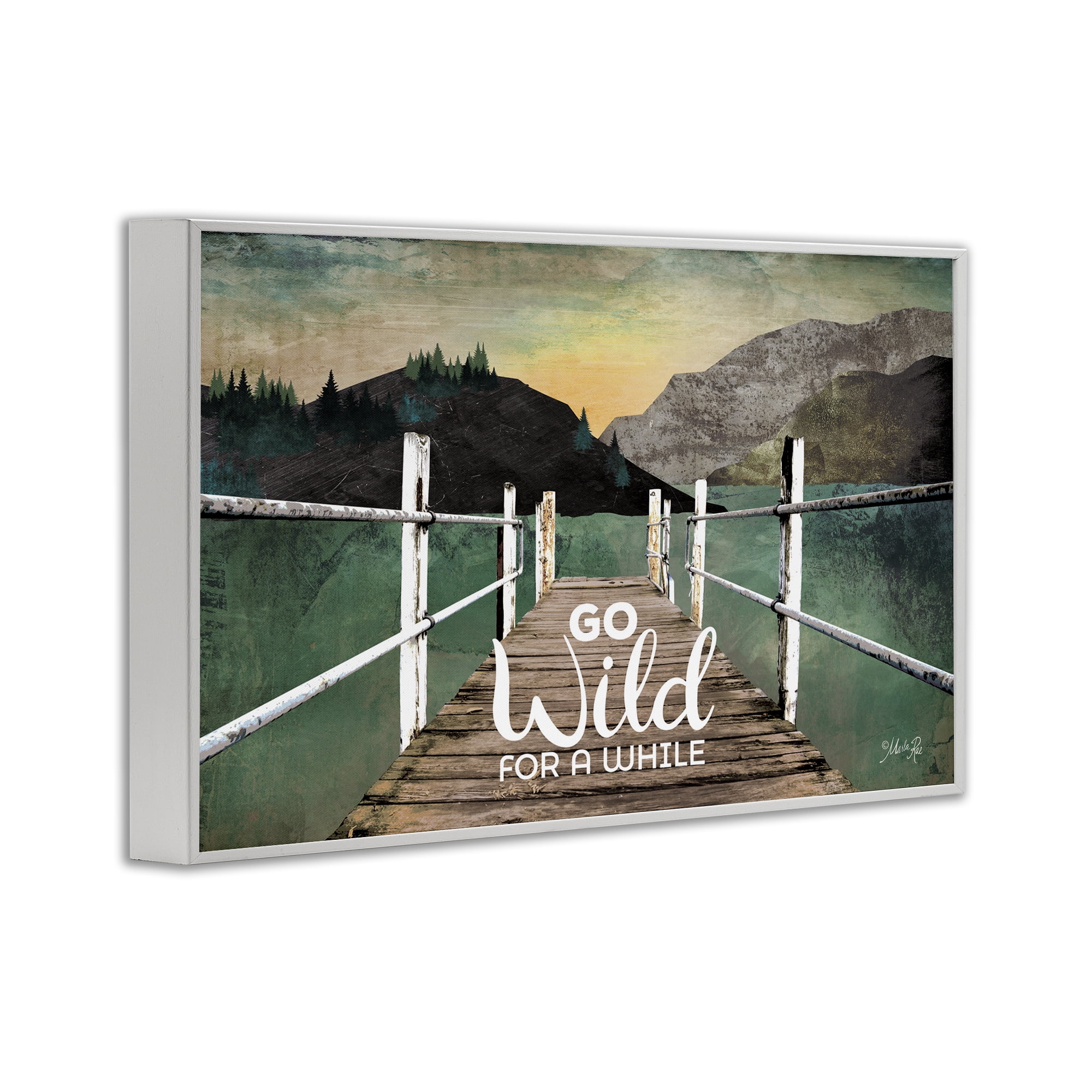 Stupell Industries Go Wild Rustic Phrase Landscape Painting White Framed Art Print Wall Art, 18 x 12