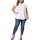 thumbnail image 2 of Agnes Orinda Blusa de Peplum para Mujer Talla Grande con Cuello en V y Volantes, Fluida, 3X, Blanca, 2 of 6