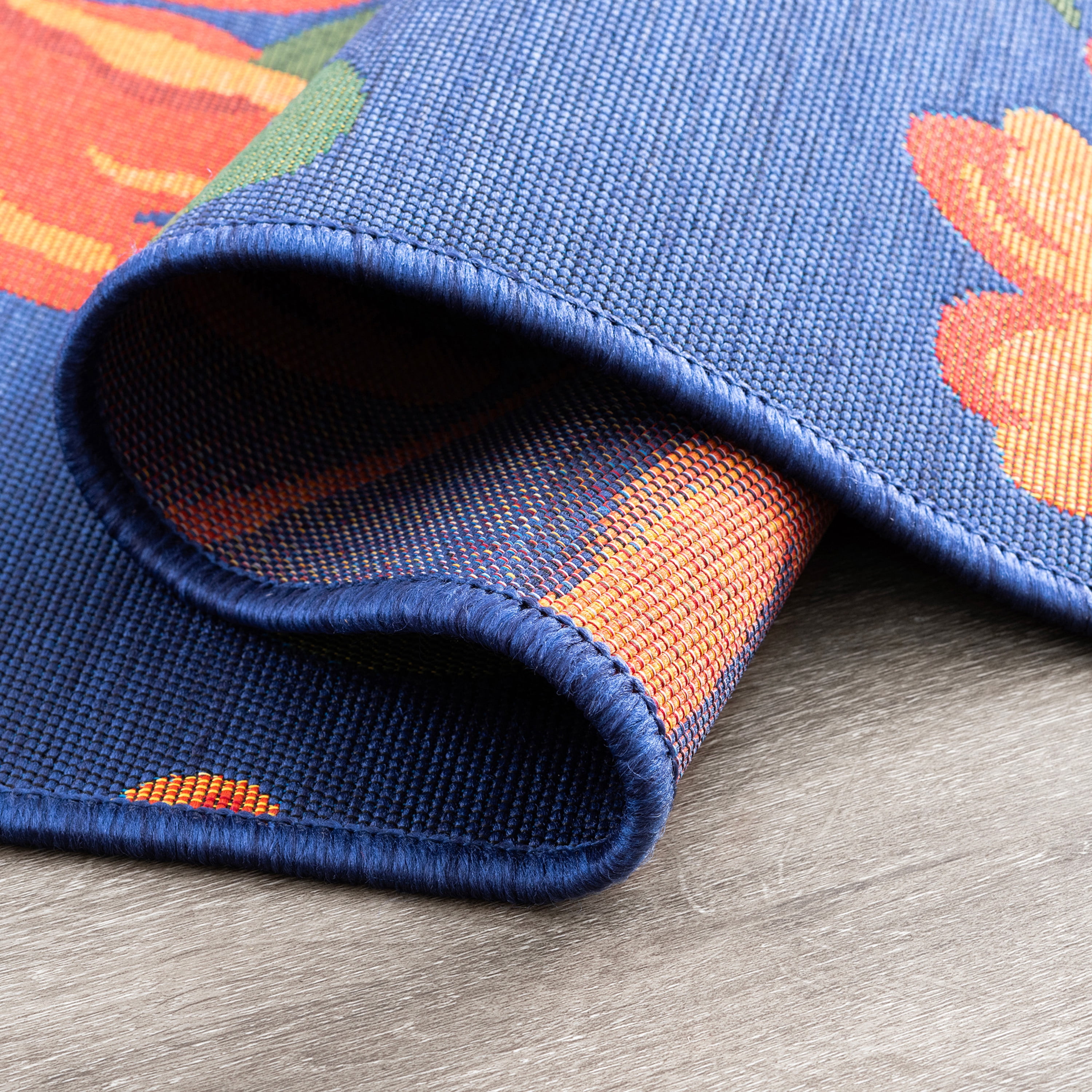 Stunning Transitional 2' x 3' Blue and Red Polypropylene Outdoor Area Rug