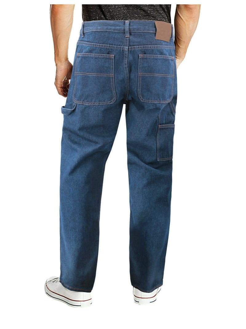 Men's Carpenter Work Jeans Hammer Loop Relaxed Fit Casual Cotton