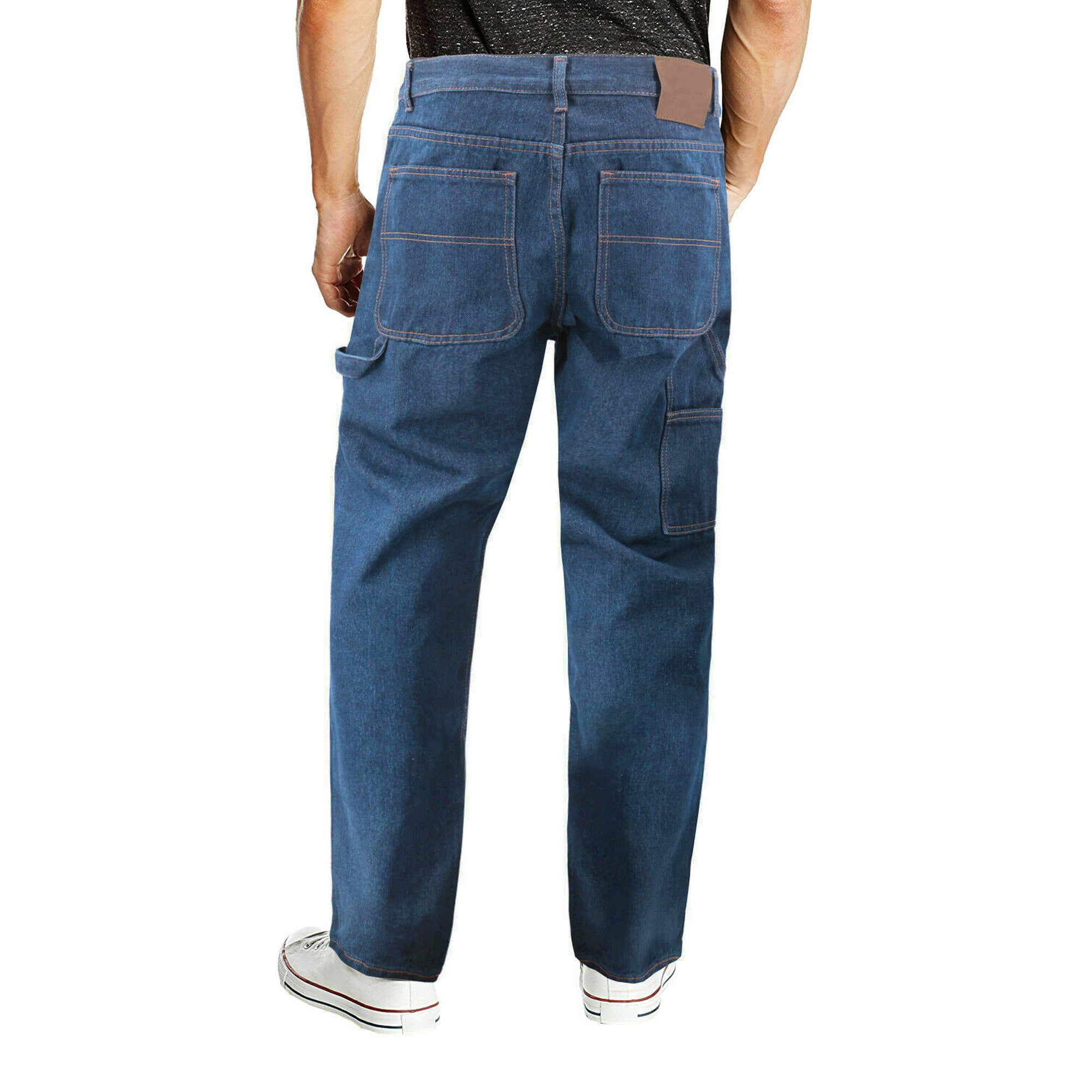 Men's Carpenter Jeans Hammer Loop Relaxed Fit Casual Denim Pants (Blue, 30x30) - Walmart.com