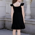 thumbnail image 5 of CIAKGIAF Girls Dresses Comfortable Ruffle Ruched Button Summer Round Neck Loose Sleeveless Princess Dress Black for 1-2 Years, 5 of 6