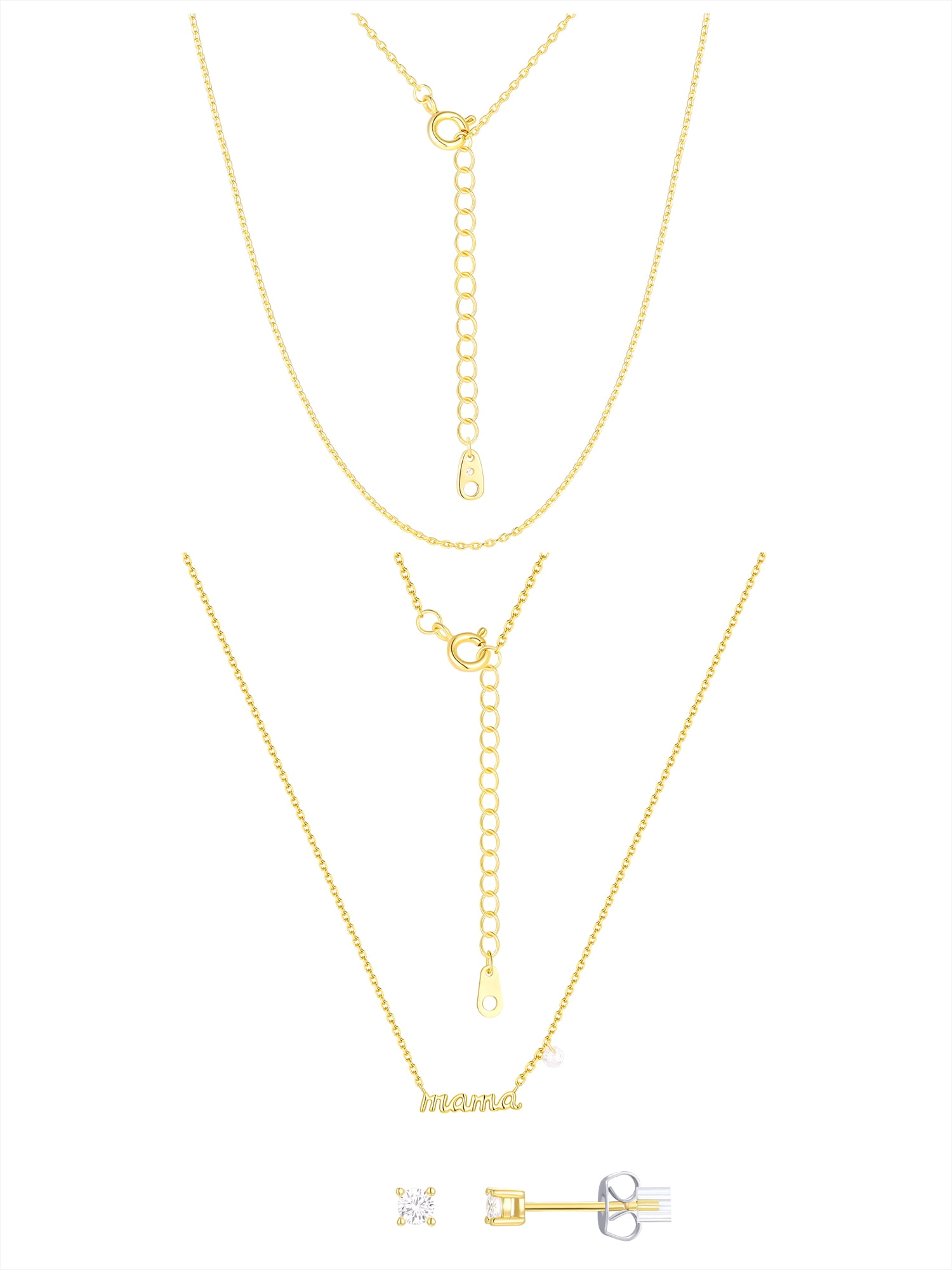 Believe by Brilliance Cubic Zirconia Mama Necklace Set in 14KT Gold Flash Plated