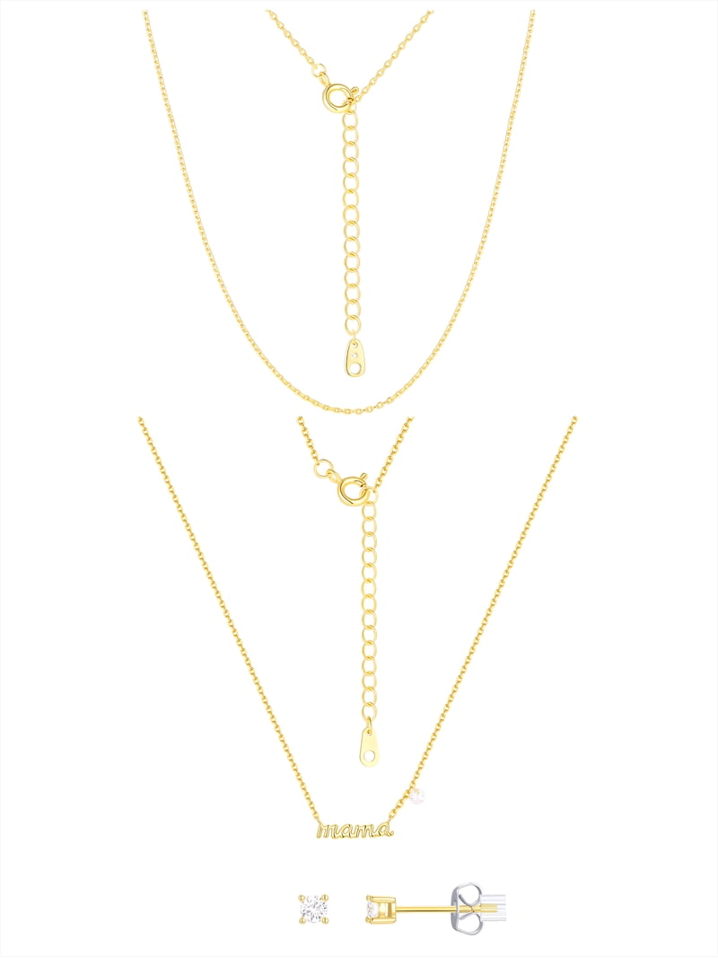 Believe by Brilliance Cubic Zirconia Mama Necklace Set in 14KT