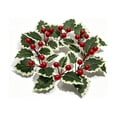 thumbnail image 2 of Honeeladyy Christmas Candle Ring Wreath, Small Kitchen Cabinet Table Decor, Artificial Berries Snowy Pine Chandelier, Home Dinning Table Centerpiece for Holiday Indoor Decor, 11.02in, 2 of 6