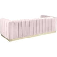 thumbnail image 3 of Maklaine Contemporary Velvet/Stainless Steel Sofa in Pink/Brushed Gold, 3 of 5