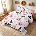 thumbnail image 3 of Erosebridal Kawaii Ghost Quilt Full, Cute Witch Hat Full Bedspread Sets for Girls, Pink White Black, 3pcs 1 Coverlet and 2 Pillowcases, 3 of 7