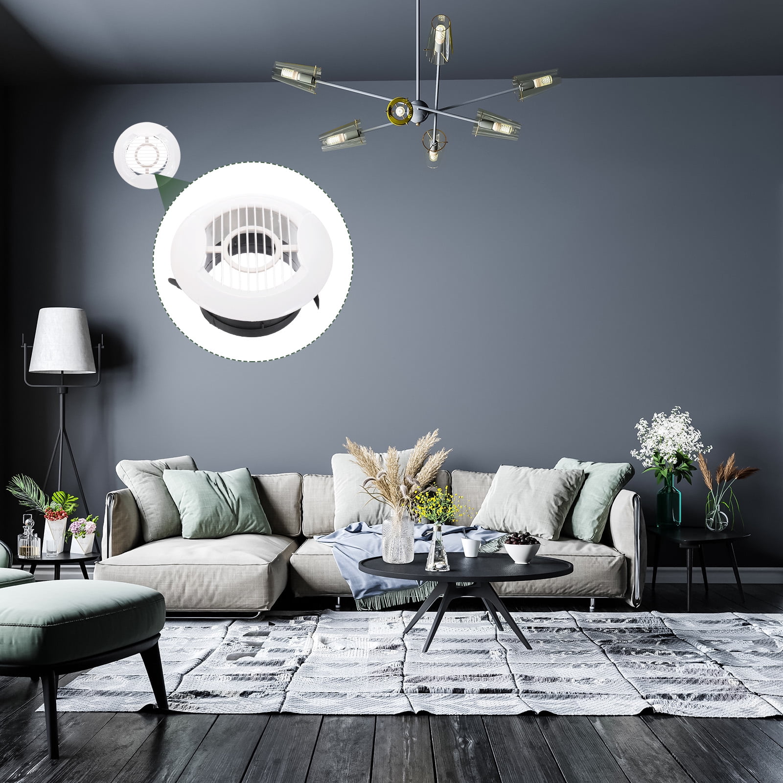Uxcell Round Air Vent Cover, ABS Louver Soffit Vents for Bathroom Kitchen Living Room Office 4 Inch 2