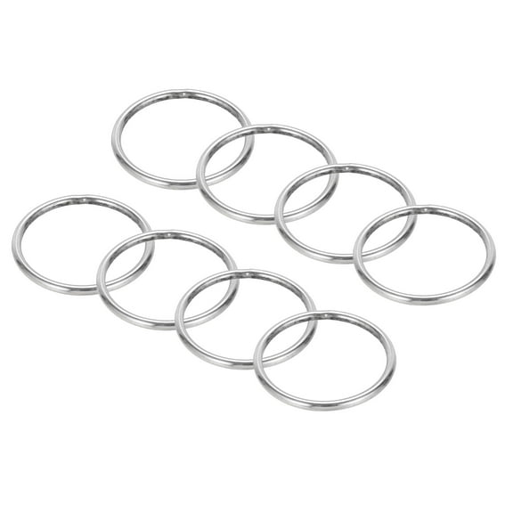 Uxcell 2" Metal O Rings, 8 Pcs 304 Stainless Steel Smooth Round Rings for Bags, Belts, 4mmx50mm