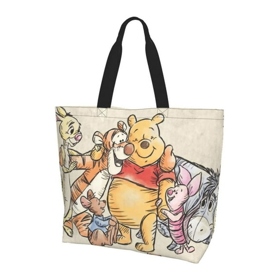 Large Capacity Shoulder Bag, Winnie The Pooh Tote Bags Shopping Handbag Portable Grocery Travel