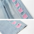 thumbnail image 6 of MUXiin Kids Jeans Girls Flare Stretchy Soft High Waisted Wide Leg Denim Pants Loose Pull on Jeans Long Trousers Streetwear with Pockets, 6 of 8