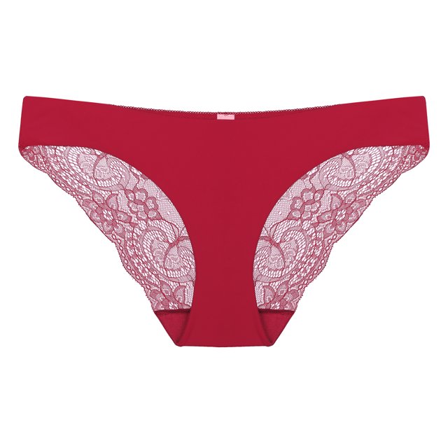Women's Plus Size Panties Low-Rise Sexy Airy Lingerie Hipster Lace Briefs Burgundy M