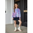 thumbnail image 3 of Oudiya Hoodies for Teen Girls Twist Front Tie Dye Hooded Sweatshirt Casual Long Sleeve Tops Clothes for 5-13 Years, 3 of 6