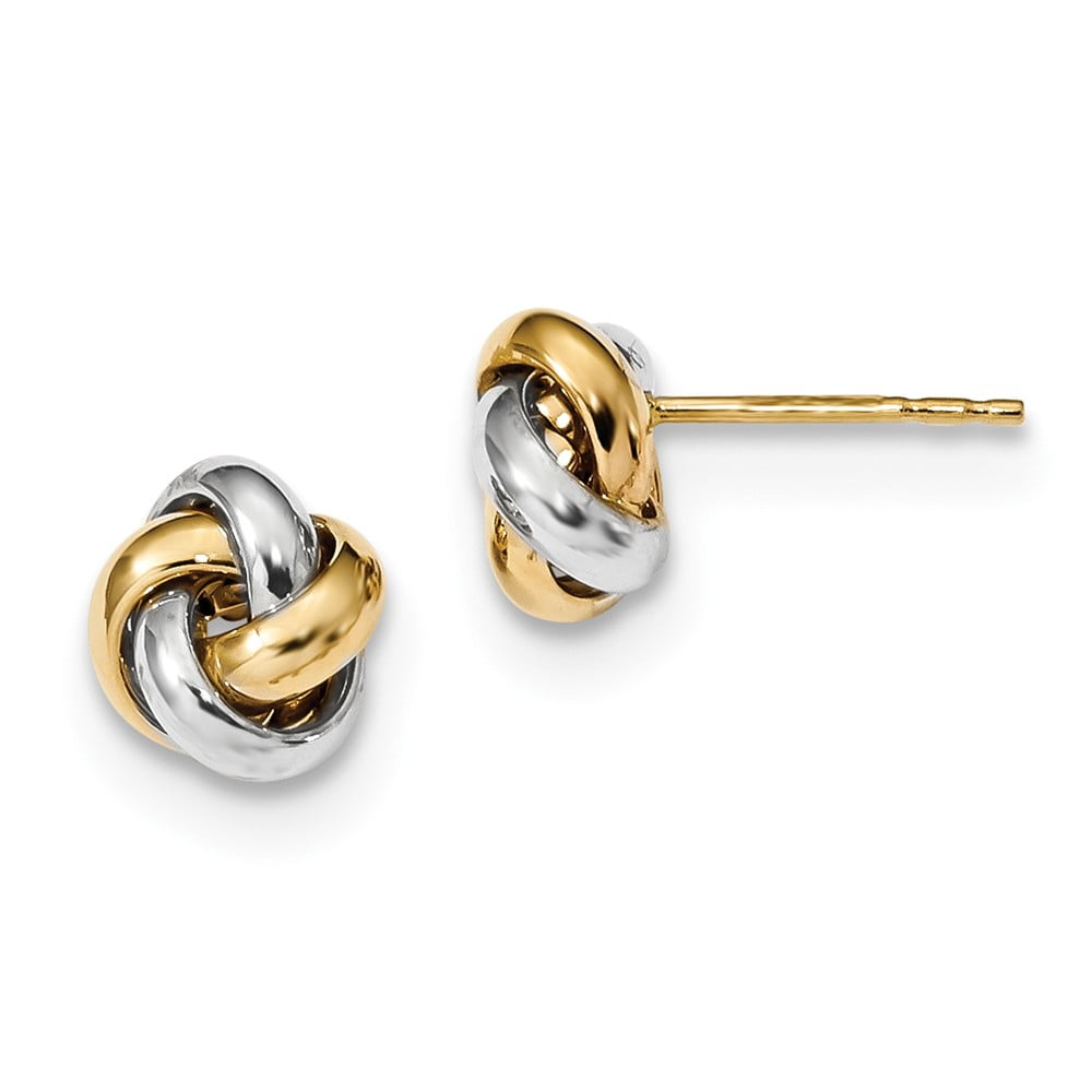 14K White Gold Ridged Love Knot Post Earrings 8 mm 8 mm Love Knots Earrings Jewelry