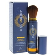 Brush On Block Mineral Sunscreen Powder, Refillable Broad - Spectrum SPF 30, Safe for Sensitive Skin, UVA UVB Face Protection, Natural, Reef Friendly (Translucent )