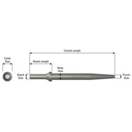 Ajax Tool Works A911 Pneumatic Bit, Tapered Punch, .401 Shank Turn Type, Length 6-1/2