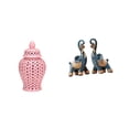 thumbnail image 1 of Tarro de cerámica para jengibre,Jarrón de cerámica con jengibre y arreglo floral,Figura de elefante,Figuras de elefantes,estatuas,adornos de animales,Escultura coleccionable para, 1 of 8
