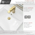 thumbnail image 5 of Stylish 20 ¼" White Porcelain Top Mount Rectangular Bathroom Sink with 2 Overflow Rings P-210H, 5 of 11