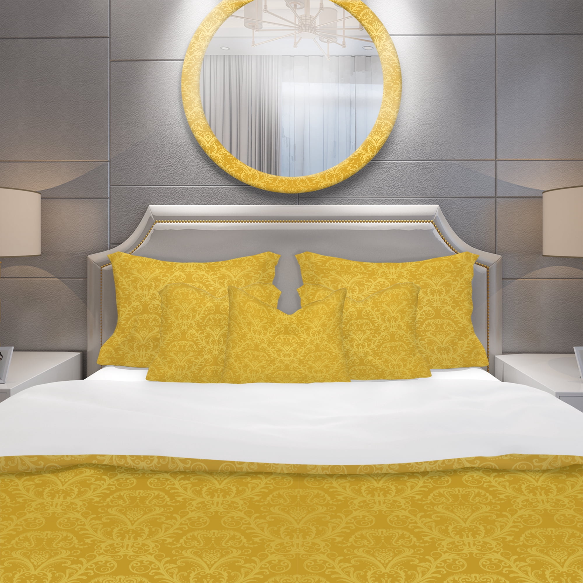 Designart 'Luxury Golden Floral' Glam Duvet Cover Set