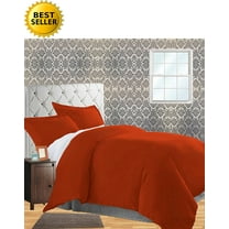 Celine Linen Wrinkle & Fade Resistant 3-Piece Duvet Cover Set - Protects and Covers your Comforter / Duvet Insert, 1500 Series LUXURIOUS 100% HypoAllergenic - Silky Soft, Full/Queen, Rust / Orange