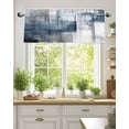 thumbnail image 6 of Navy Blue Grey Abstract Paint Kitchen Valances for Windows Modern Rustic Graffiti Valance Curtains&nbsp; for Kitchen /Living Room/Bedroom/ Bathroom Decor, 54"x18 " ,Rod Pocket 1 Panel,, 6 of 7