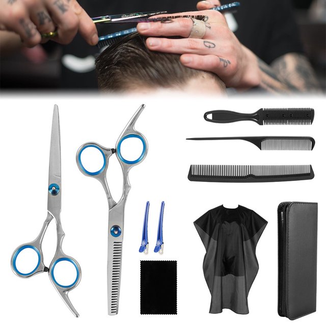 Ensemble de 10 Pcs de Ciseaux de Coupe de Cheveux Professionnels Salon Barbier Cisailles