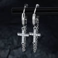 thumbnail image 3 of Cross Hoop Earrings for Women/Men Dangle Chain Cross Earrings with Cubic Zirconia Religious Christian Jewelry, 3 of 10