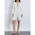 thumbnail image 2 of JYYYBF Women's Spring Summer Satin Robes Long Sleeve Soft Bathrobe V Neck Sleepwear with Belt, 2 of 8