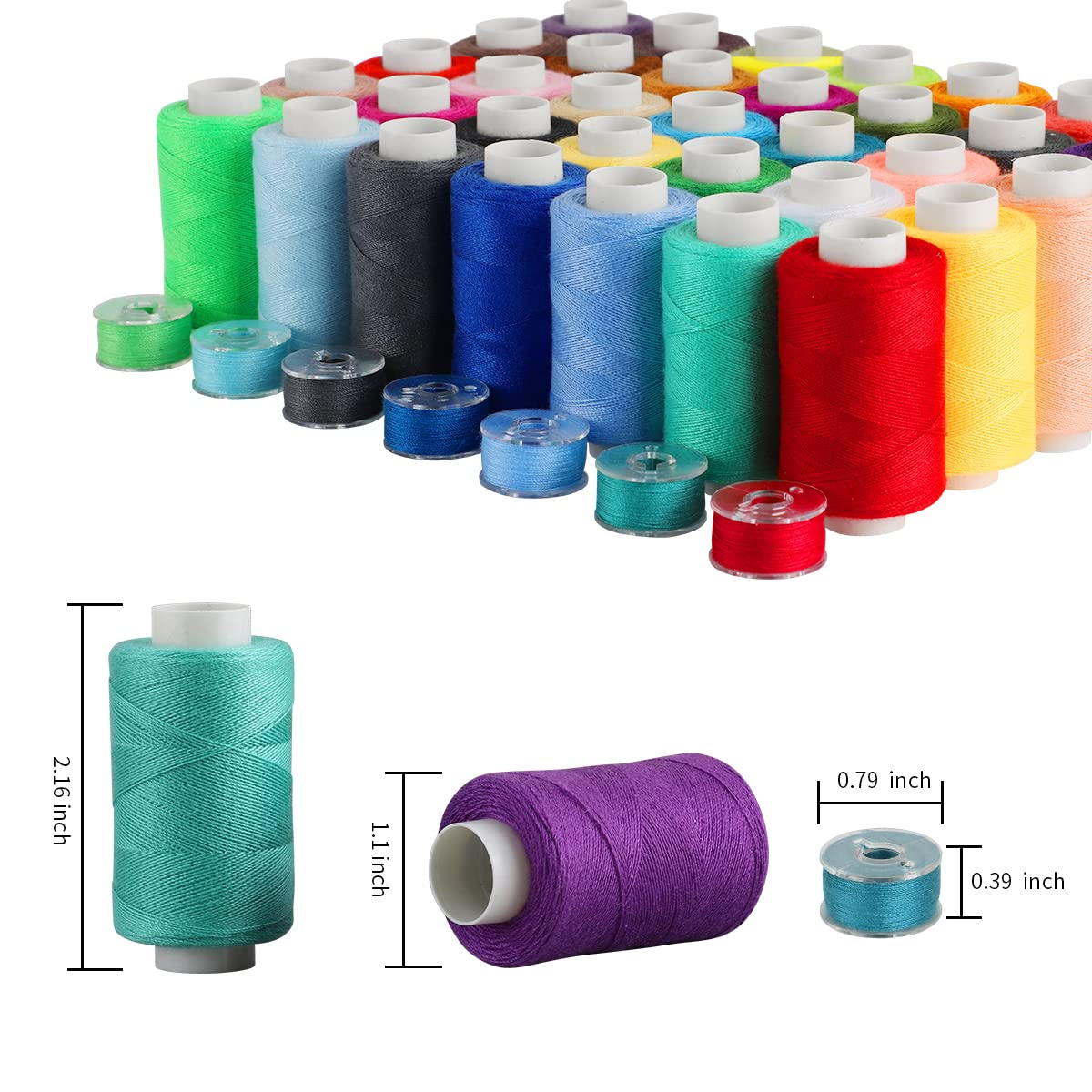 Koovon 5oo Yards Per Polyester Thread Spools with Needle, Threader, Scissors and Ruler, Prewound Bobbin with Case for Hand & Sewing Machine,36 Colors