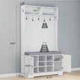 thumbnail image 4 of spanspace Hall Tree with Cushion and Open Shoe Cabinet, 4-In-1 Coat Rack with Storage Bench, Coat Hanger and Adjustable Shelves, 71" Height Hall Tree for Hallway, Living Room, White, 4 of 13