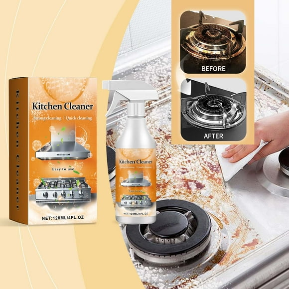 Qaailabf Powerful Kitchen Cleaner Foam Spray 120ml - Stubborn Stain Removal, Easy Wipe, Safe for All Surfaces, Fresh Smell, No Rinse Needed, Economical Cleaning Solution