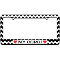 My Corgi Love with Hearts License Plate Tag Frame, Multiple Colors