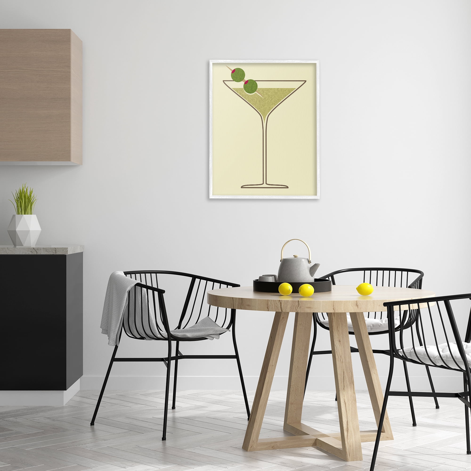 Stupell Industries Martini with Olives Food & Beverage Painting White Framed Art Print Wall Art, 24 x 30