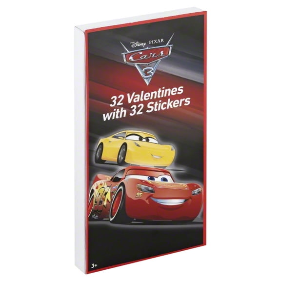 Disney Pixar Cars Valentines with Stickers – 32 Count Classroom Valentine Set