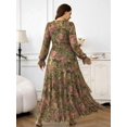 thumbnail image 2 of Multicolor Floral Print Wrap Dress With Ruffle Hem And Cinched Waist For Women, 2 of 6
