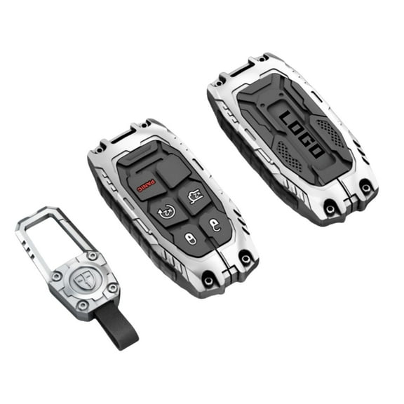for Jeep Key Fob Cover with Keychain,Heavy Zinc Alloy Key Case Shell Full Protection for Grand Cherokee Renegade Chrysler 200 300 Dodge RAM Durango Challenger Journey Dart Compass Charger