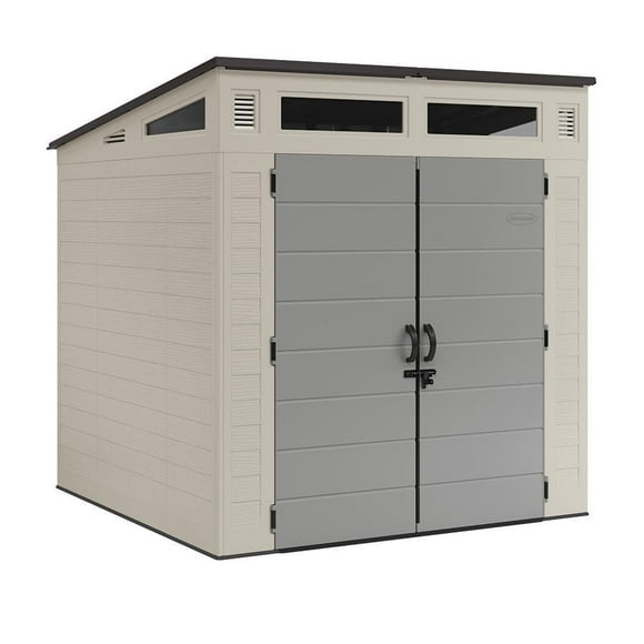 Suncast Modernist 7' x 7' Resin Storage Shed - Vanilla/Dove Gray