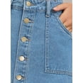 thumbnail image 5 of INSPIRE CHIC Women's Skirt Denim Button Down Frayed Trim H-Line Knee Length Casual Jean Skirts S Blue, 5 of 6