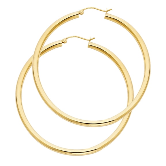 Ioka - 14K Gold 3mm Thickness Plain Hoop Earrings