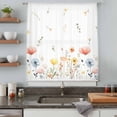thumbnail image 5 of Spring Wildflowers Sheer Curtains 45 Inches Long, Watercolor Rustic Flowers Floral Leaves Light Filering Curtains, Breathable Simi Curtain Privacy Drapes for Kitchen Bathroom Small Window Treatment, 5 of 9